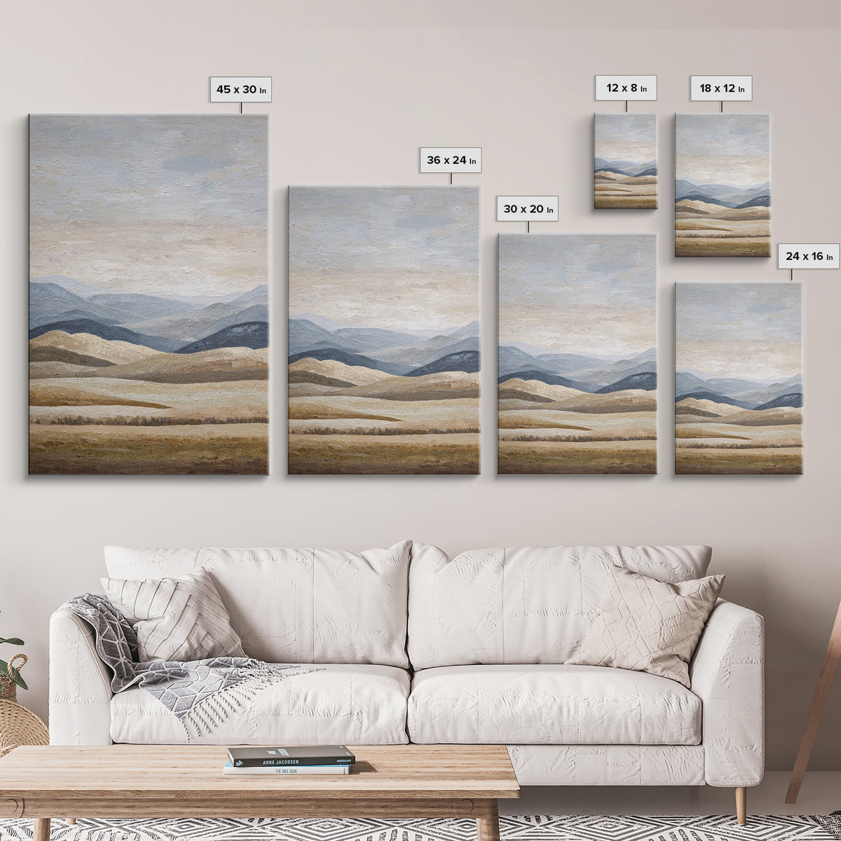 Sunlit Rolling Hills Canvas Print, Above Sofa Art, Minimalist Decor, Living Room Decor, Fine Art, Statement, Frame Tv Art, ASA-2x3-49