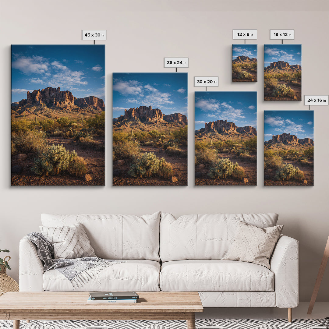 Desert Mesa Panorama Framed Canvas Print, Above Sofa Art, Bauhaus Print, Living Room Decor, Fine Art, Statement, ASA-2x3-52