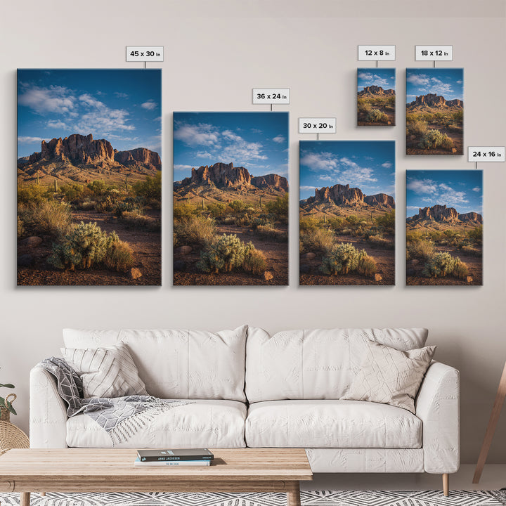 Desert Mesa Panorama Framed Canvas Print, Above Sofa Art, Bauhaus Print, Living Room Decor, Fine Art, Statement, ASA-2x3-52