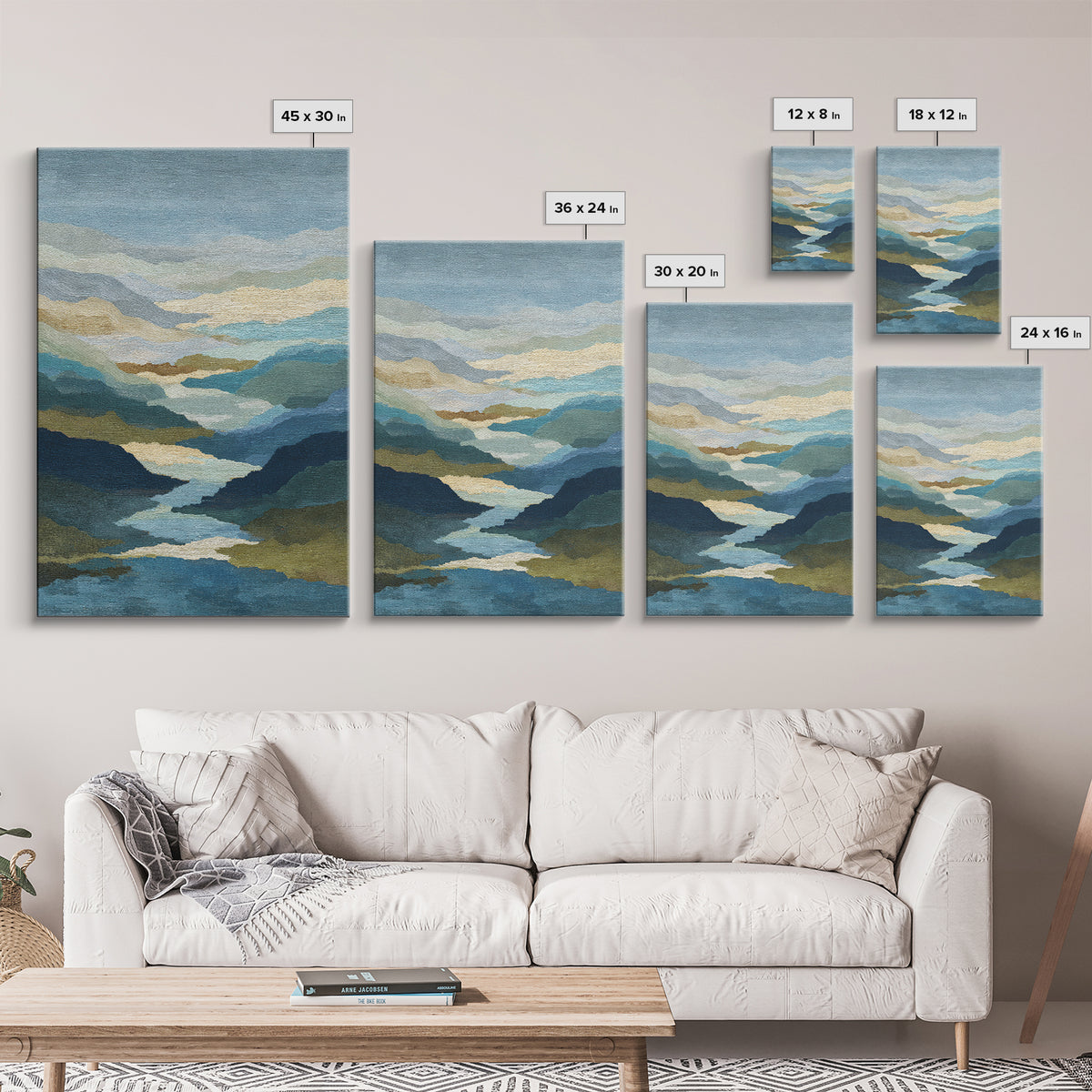 Abstract River Bends Framed Canvas Print, Above Sofa Art, Botanical Wall Art, Living Room Decor, Fine Art, Statement, ASA-2x3-55