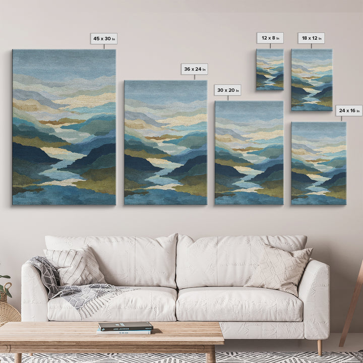 Abstract River Bends Framed Canvas Print, Above Sofa Art, Botanical Wall Art, Living Room Decor, Fine Art, Statement, ASA-2x3-55