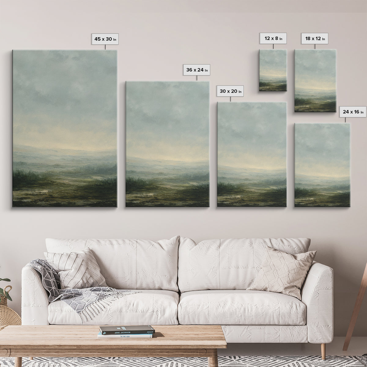 Gallery Style Landscape with Expansive Negative Space Canvas Print, Above Sofa Art, Coastal Wall Art, Living Room Decor, ASA-2x3-56