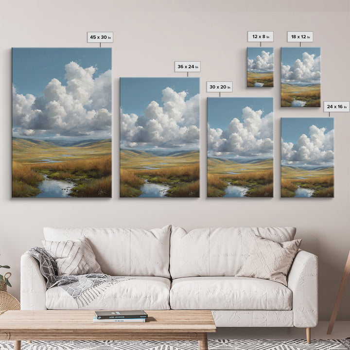 Dramatic Cloudscape over a Distant Valley Canvas Print, Above Sofa Art, Home Decor, Living Room Decor, Fine Art, Statement, ASA-2x3-61