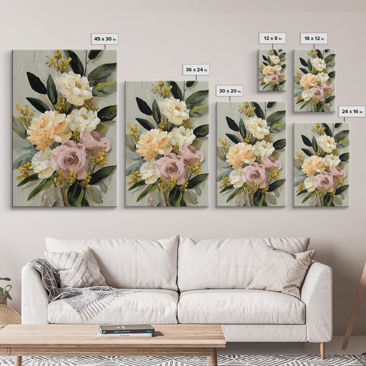 Large Expressive Floral Bouquet Canvas Print, Above Sofa Art, Wall Art, Living Room Decor, Statement, Horizontal Wall Art, ASA-2x3-62