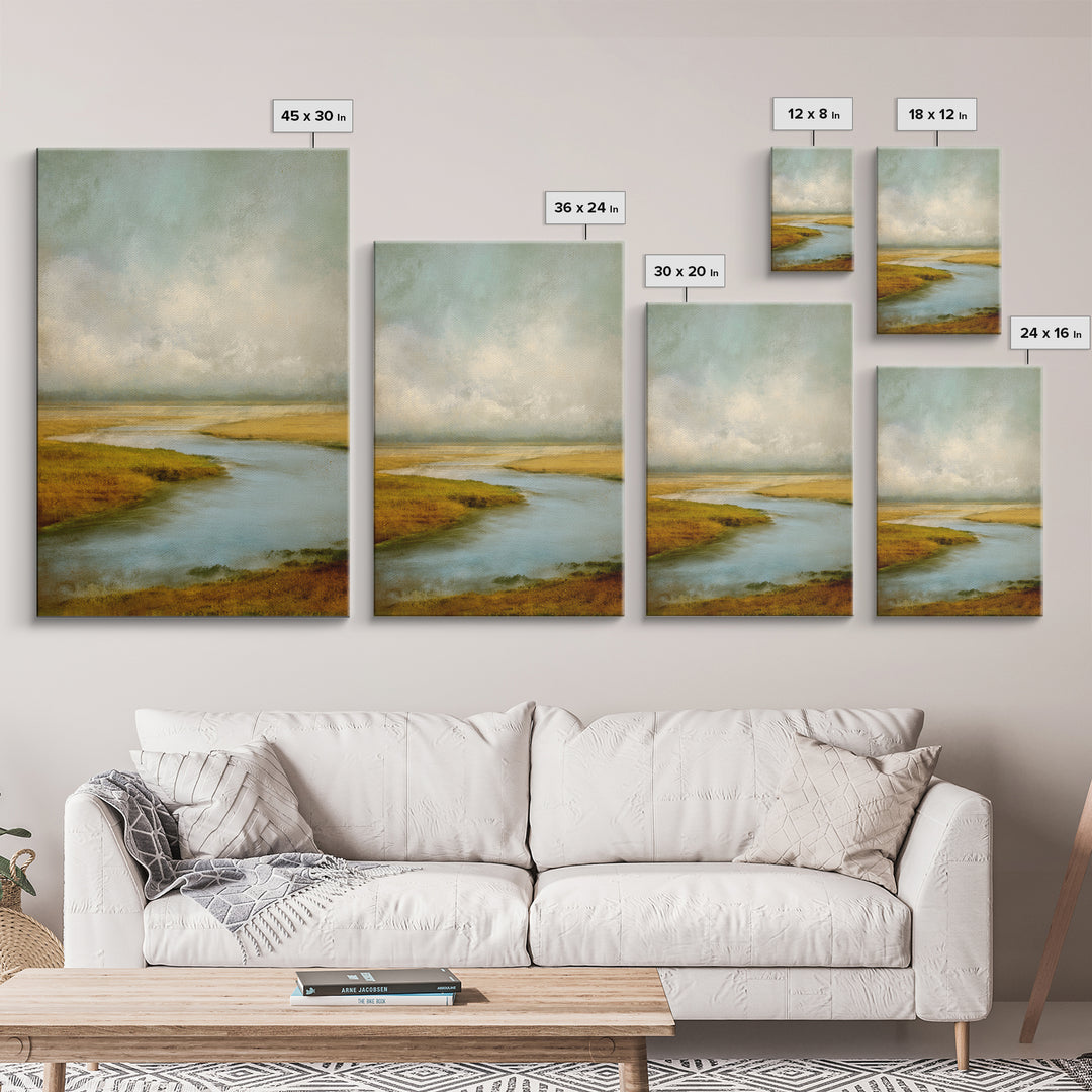 Abstract River Bends Canvas Print, Above Sofa Art, Horizontal Wall Art, Living Room Decor, Abstract Art, Statement, ASA-2x3-7