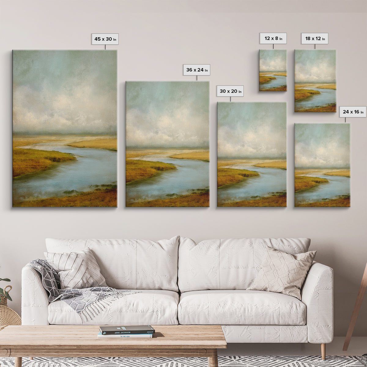 Abstract River Bends Canvas Print, Above Sofa Art, Horizontal Wall Art, Living Room Decor, Abstract Art, Statement, ASA-2x3-7