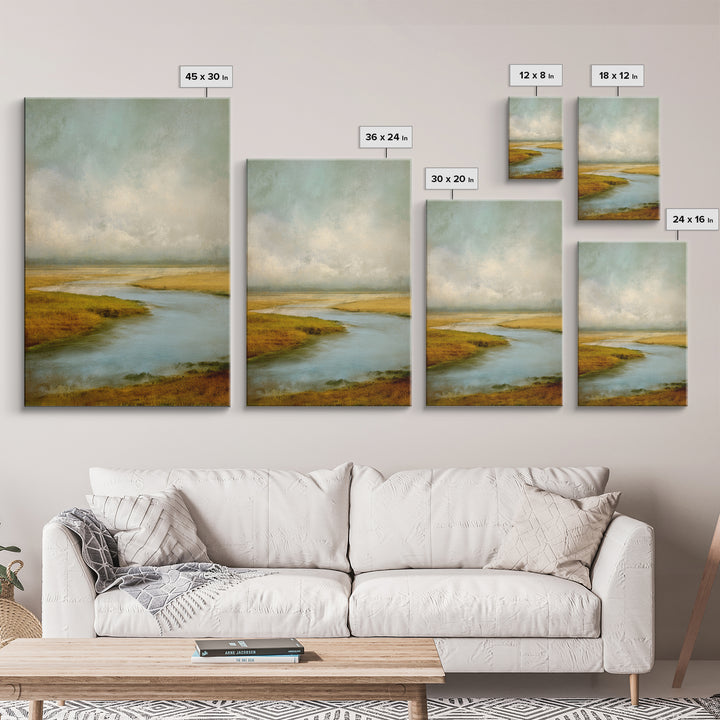 Abstract River Bends Canvas Print, Above Sofa Art, Horizontal Wall Art, Living Room Decor, Abstract Art, Statement, ASA-2x3-7