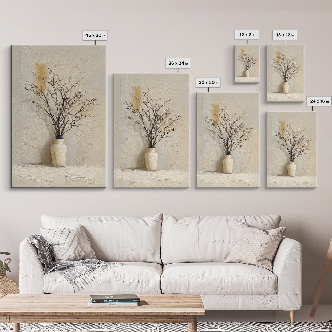 Large Neutral Still Life Canvas Print, Above Sofa Art, Textured Painting, Living Room Decor, Oil Painting, Statement, ASA-2x3-70