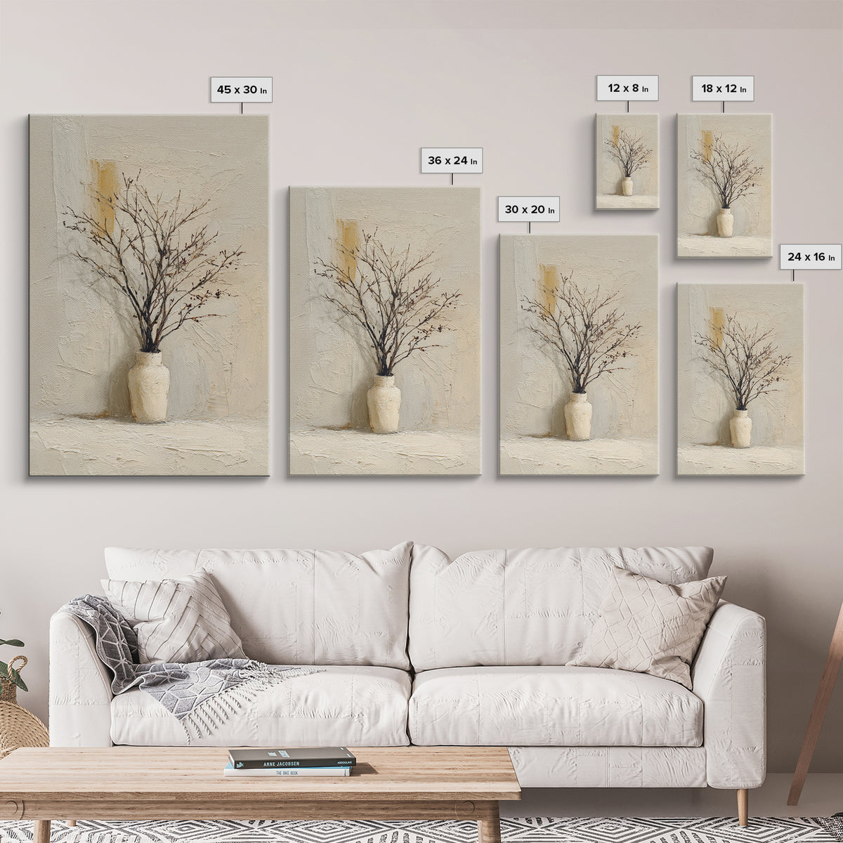 Large Neutral Still Life Canvas Print, Above Sofa Art, Textured Painting, Living Room Decor, Oil Painting, Statement, ASA-2x3-70