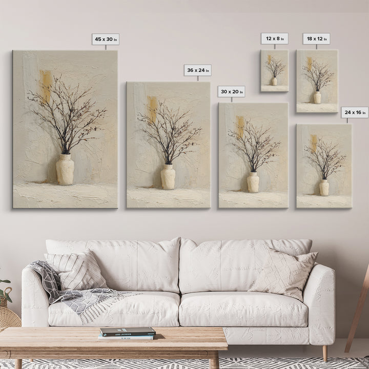 Large Neutral Still Life Canvas Print, Above Sofa Art, Textured Painting, Living Room Decor, Oil Painting, Statement, ASA-2x3-70