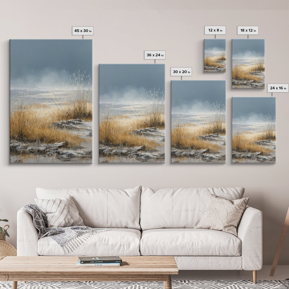 Modern Scandinavian Forest Canvas Print, Above Sofa Art, Living Room Decor, Oil Painting, Statement, Textured Wall Art, ASA-2x3-71