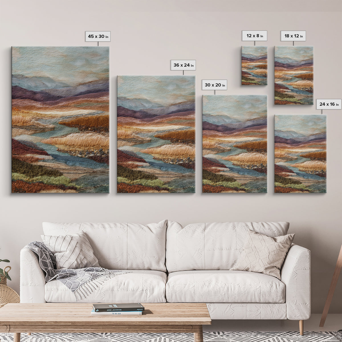 Abstract River Bends Canvas Print, Above Sofa Art, Statement Artwork, Living Room Decor, Abstract Art, Statement, ASA-2x3-79