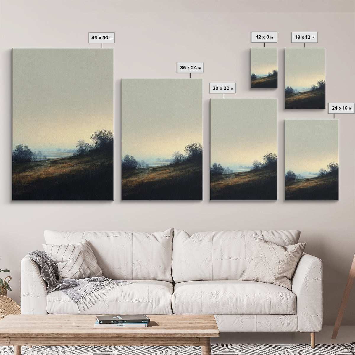 Gallery Style Landscape with Expansive Negative Space Canvas Print, Above Sofa Art, Boho Wall Art, Living Room Decor, Statement, ASA-2x3-8