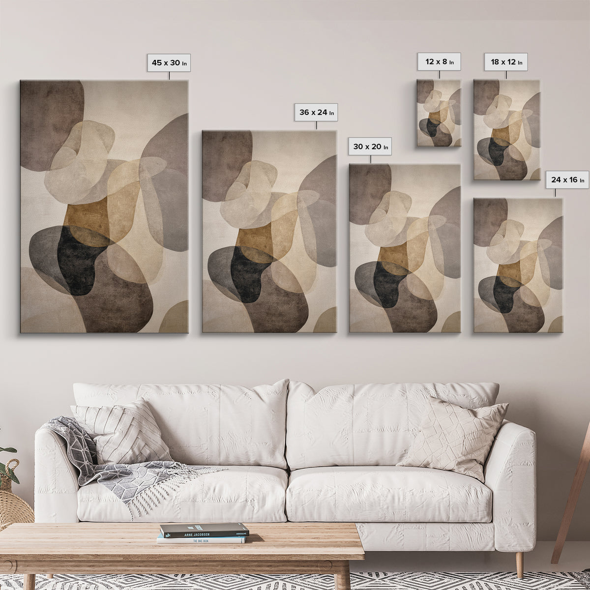 Large Modern Organic Shapes Canvas Print, Above Sofa Art, Contemporary Art, Living Room Decor, Abstract Art, Statement, ASA-2x3-82
