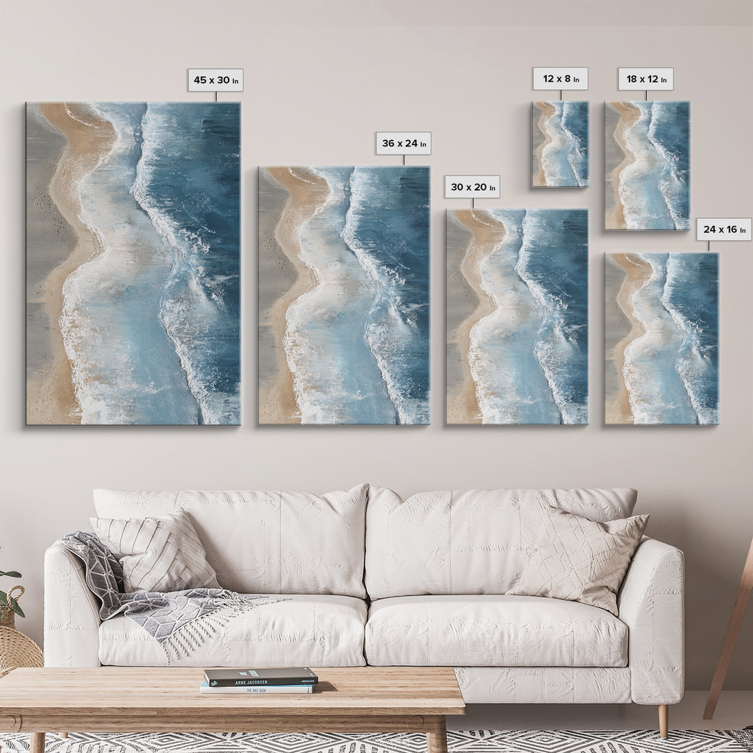 Panoramic Coastal Shoreline from an Aerial View Canvas Print, Above Sofa Art, Mid Century Modern, Living Room Decor, Statement, ASA-2x3-83