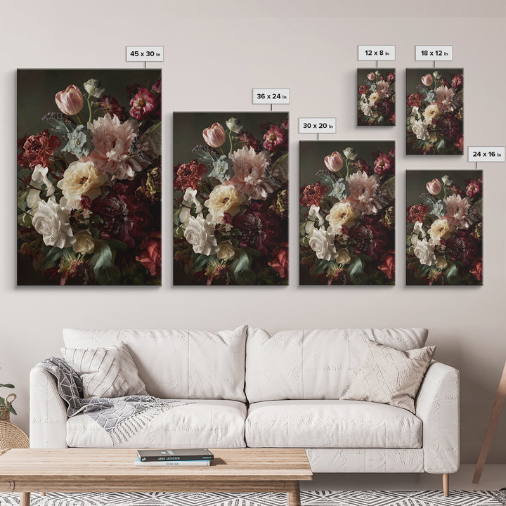 Large Expressive Floral Bouquet Canvas Print, Above Sofa Art, Wall Art, Living Room Decor, Statement, Horizontal Wall Art, ASA-2x3-86