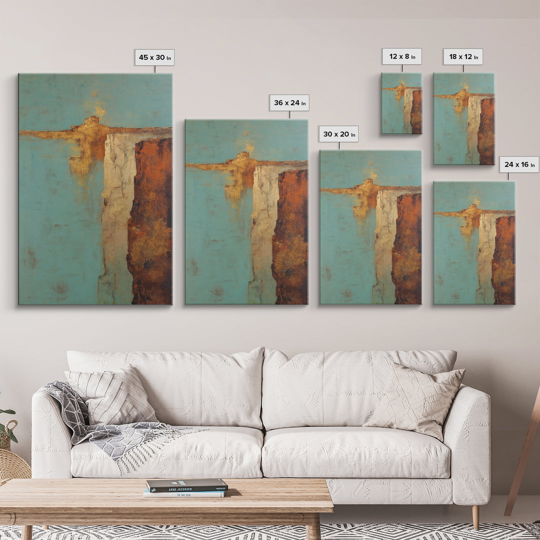 Abstract Canyon Landscape Framed Canvas Print, Above Sofa Art, Large Wall Art, Living Room Decor, Oil Painting, Statement, ASA-2x3-87