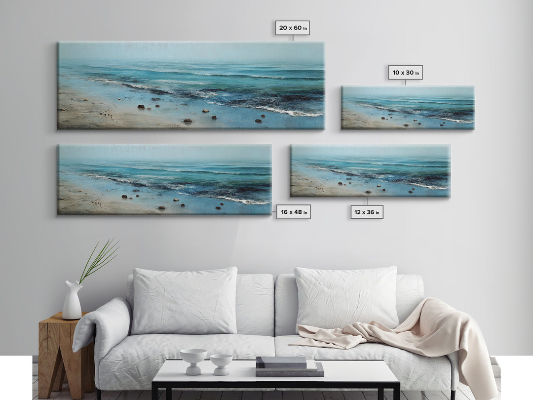 Moody Seascape at Twilight Canvas Print, Above Sofa Art, Floral Wall Art, Living Room Decor, Abstract Art, Statement, ASA-3x1-100