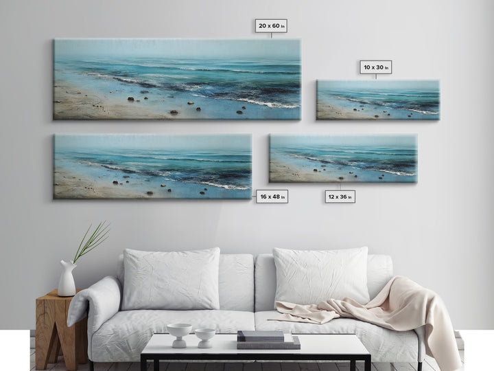 Moody Seascape at Twilight Canvas Print, Above Sofa Art, Floral Wall Art, Living Room Decor, Abstract Art, Statement, ASA-3x1-100