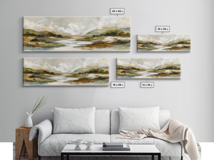 Oversized Abstract Landscape Framed Canvas Print, Above Sofa Art, Frame Tv Art, Living Room Decor, Fine Art, Statement, ASA-3x1-17