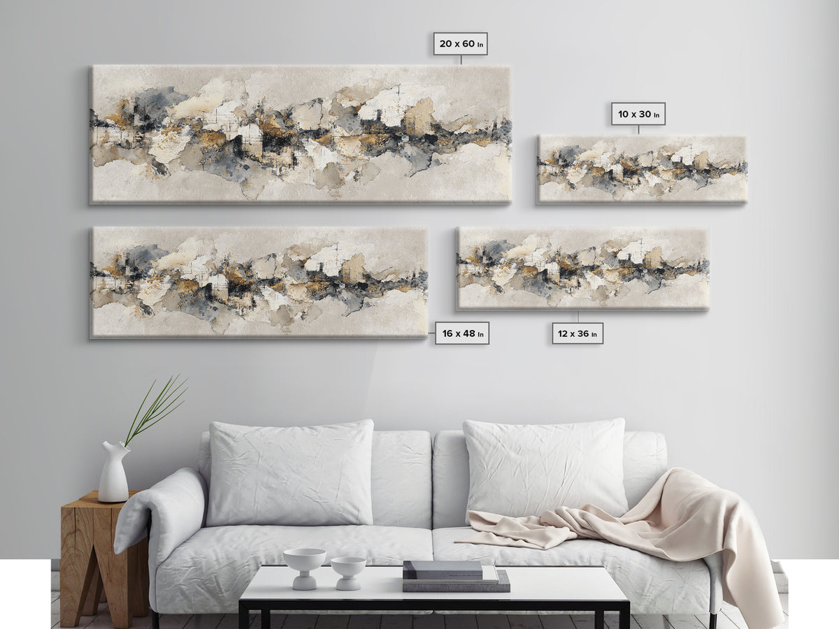 Large Modern Organic Shapes Framed Canvas Print, Above Sofa Art, Large Wall Art, Living Room Decor, Abstract Art, Statement, ASA-3x1-18
