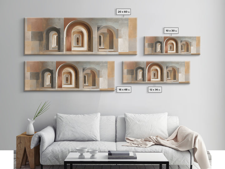 Architectural Arch Study Canvas Print, Above Sofa Art, Horizontal Wall Art, Living Room Decor, Abstract Art, Statement, ASA-3x1-25
