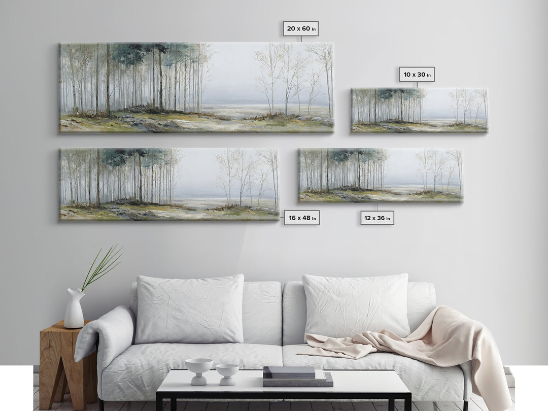 Modern Scandinavian Forest Canvas Print, Above Sofa Art, Fine Art Print, Living Room Decor, Fine Art, Statement, ASA-3x1-31