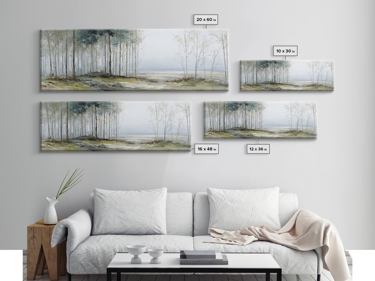 Modern Scandinavian Forest Canvas Print, Above Sofa Art, Fine Art Print, Living Room Decor, Fine Art, Statement, ASA-3x1-31