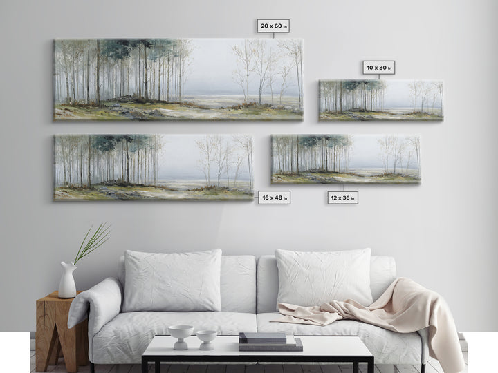 Modern Scandinavian Forest Canvas Print, Above Sofa Art, Fine Art Print, Living Room Decor, Fine Art, Statement, ASA-3x1-31