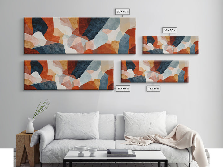 Bold Navy and Ivory Abstract Brushwork Canvas Print, Above Sofa Art, Printable Wall Art, Living Room Decor, Fine Art, Statement, ASA-3x1-34