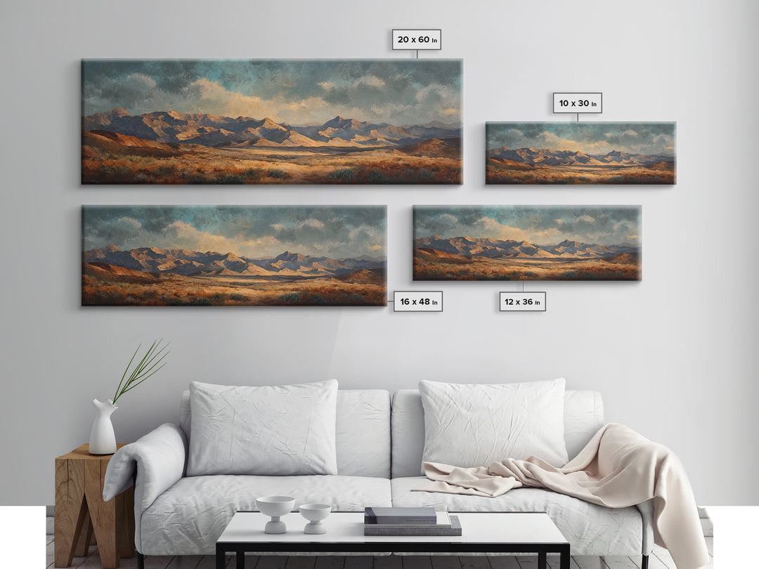 Desert Mesa Panorama Canvas Print, Above Sofa Art, Minimalist Wall Art, Living Room Decor, Fine Art, Statement, ASA-3x1-36