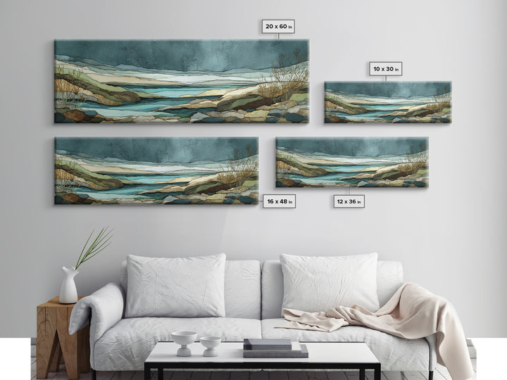 Abstract River Bends Canvas Print, Above Sofa Art, Gallery Decor, Living Room Decor, Fine Art, Statement, Minimalist Decor, ASA-3x1-39