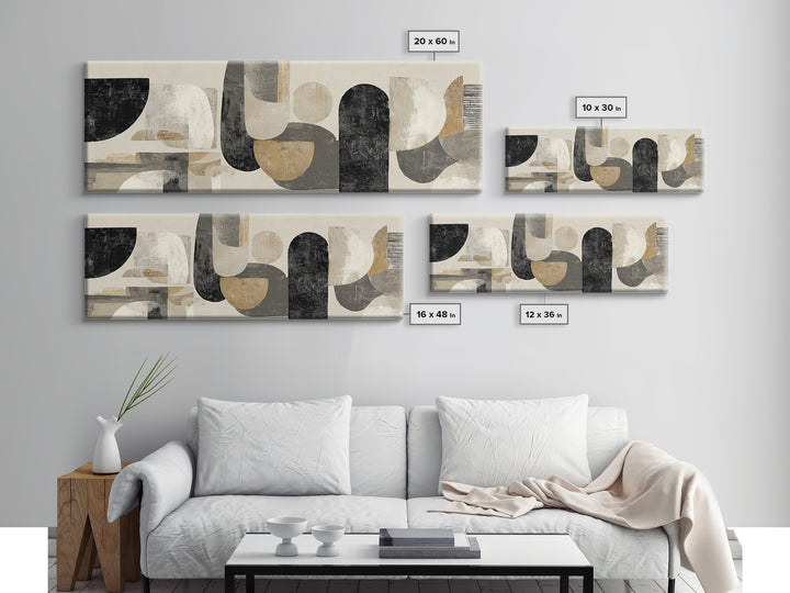Large Modern Organic Shapes Canvas Print, Above Sofa Art, Abstract Wall Art, Living Room Decor, Abstract Art, Statement, ASA-3x1-42