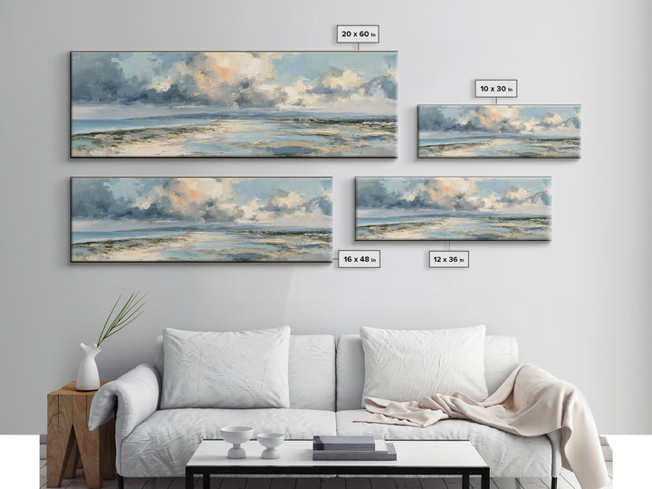 Panoramic Coastal Shoreline from an Aerial View Canvas Print, Above Sofa Art, Minimalist Decor, Living Room Decor, Statement, ASA-3x1-43