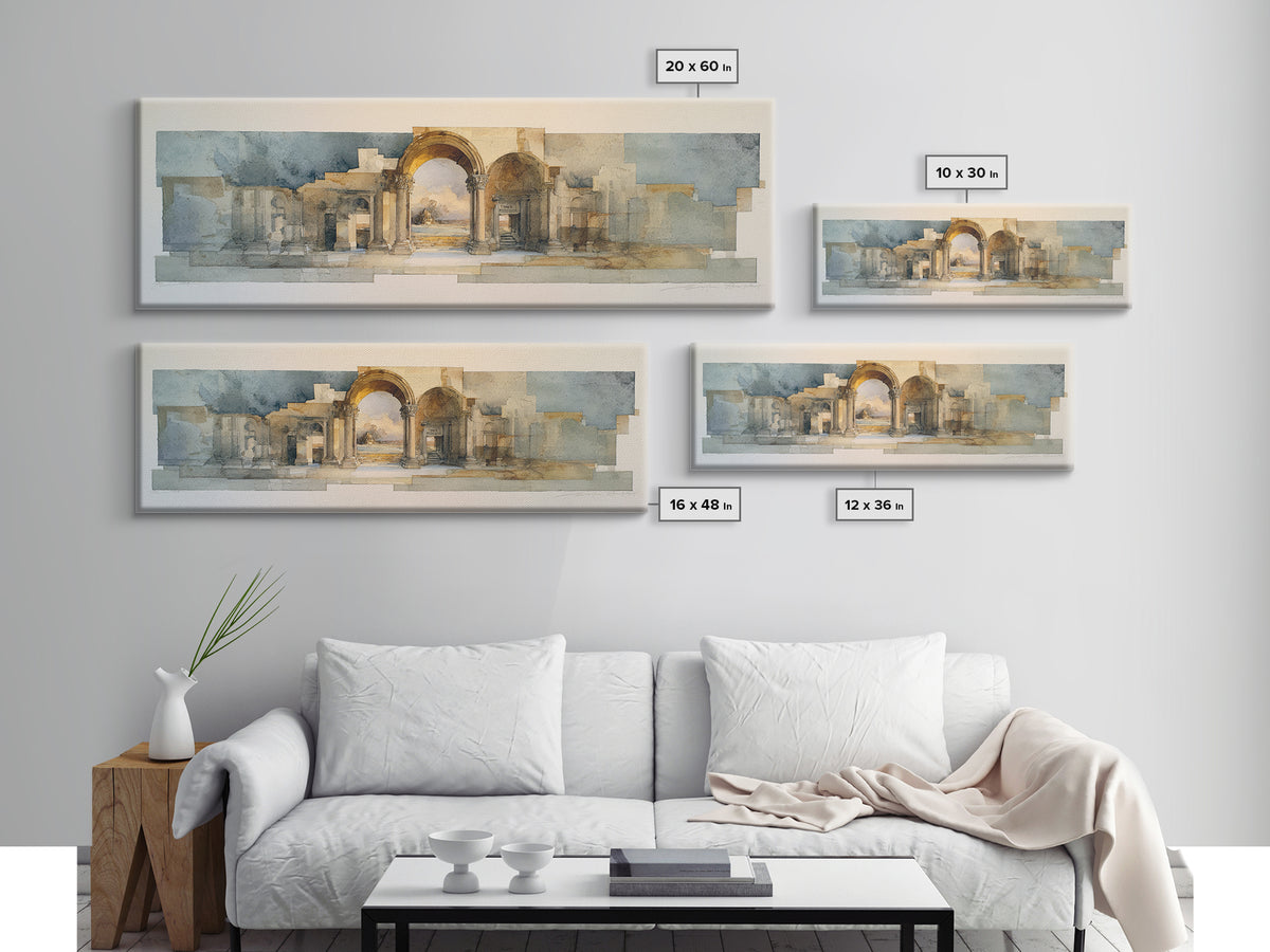Architectural Arch Study Canvas Print, Above Sofa Art, Horizontal Wall Art, Living Room Decor, Abstract Art, Statement, ASA-3x1-49