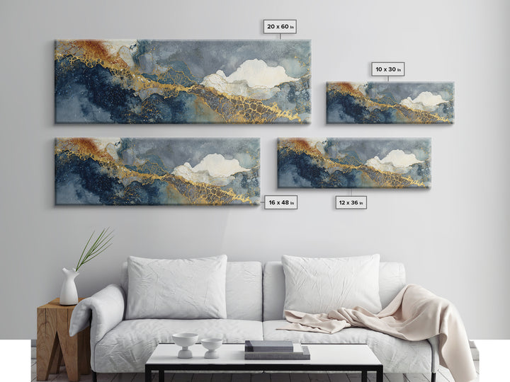 Textured Plaster Abstract Framed Canvas Print, Above Sofa Art, Wall Art, Living Room Decor, Statement, Horizontal Wall Art, ASA-3x1-51