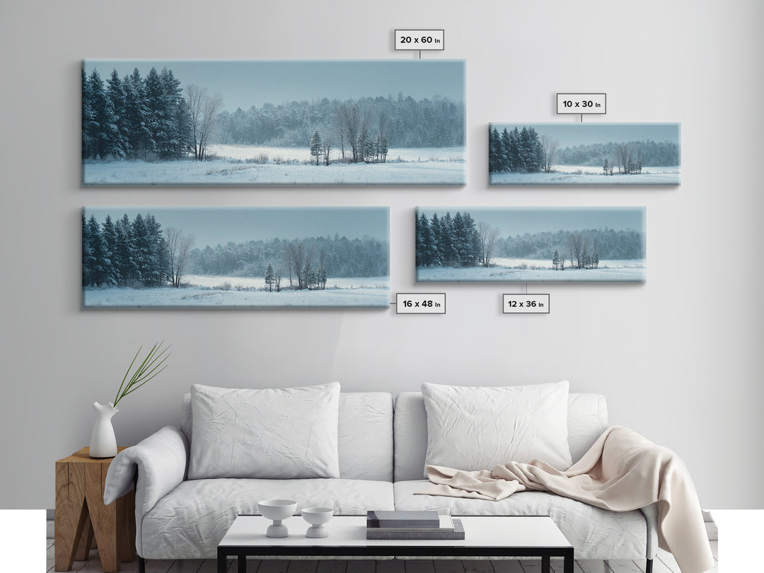 Modern Scandinavian Forest Framed Canvas Print, Above Sofa Art, Room Decor, Living Room Decor, Oil Painting, Statement, ASA-3x1-55