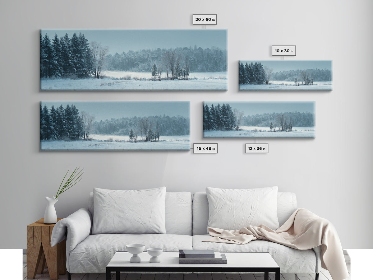 Modern Scandinavian Forest Framed Canvas Print, Above Sofa Art, Room Decor, Living Room Decor, Oil Painting, Statement, ASA-3x1-55