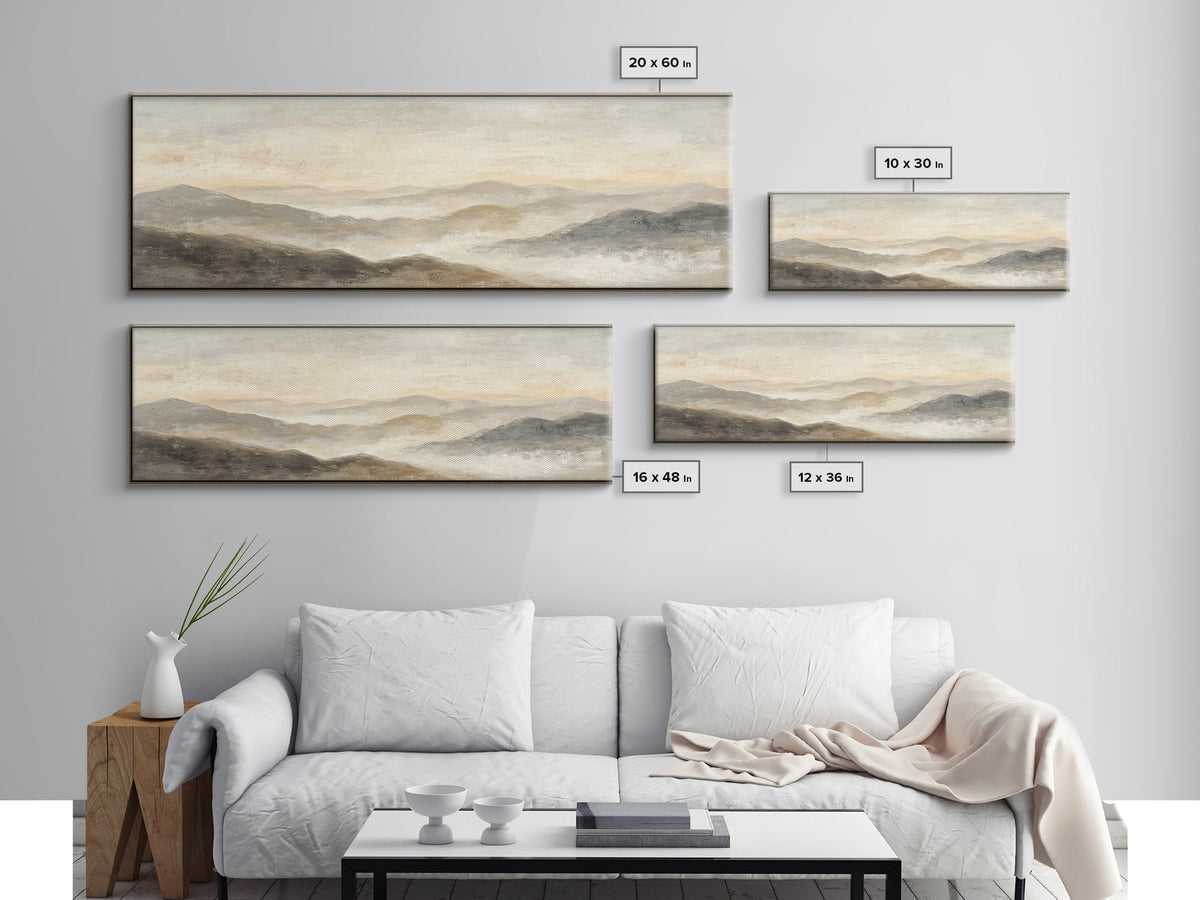 Sunlit Rolling Hills Framed Canvas Print, Above Sofa Art, Wall Art Print, Living Room Decor, Fine Art, Statement, Modern Art, ASA-3x1-57