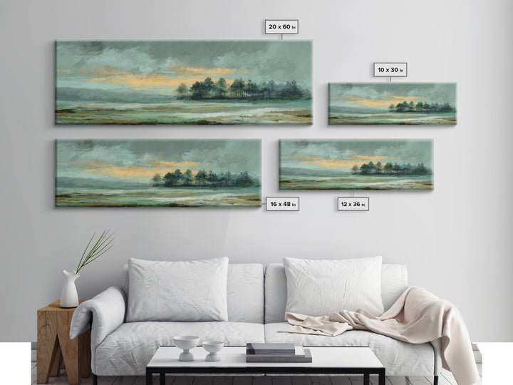 Gallery Style Landscape with Expansive Negative Space Canvas Print, Above Sofa Art, Statement Artwork, Living Room Decor, ASA-3x1-64