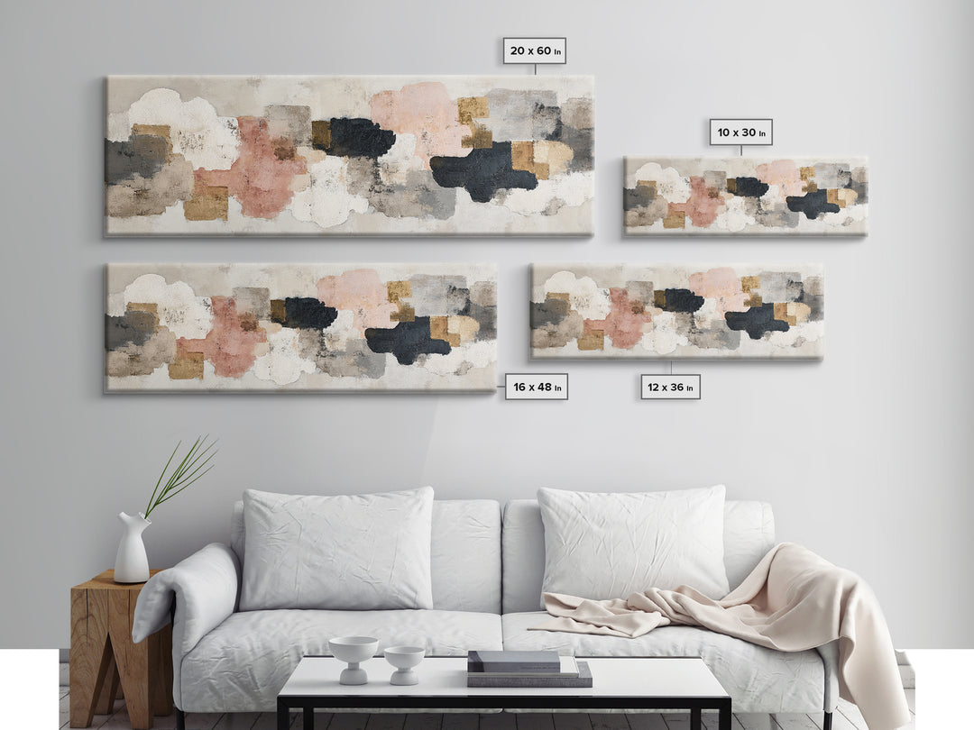 Large Modern Organic Shapes Canvas Print, Above Sofa Art, Abstract Wall Art, Living Room Decor, Abstract Art, Statement, ASA-3x1-66