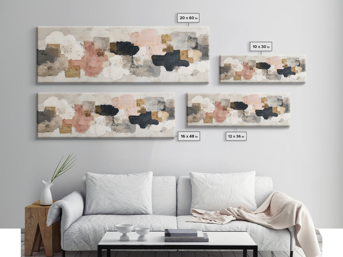Large Modern Organic Shapes Canvas Print, Above Sofa Art, Abstract Wall Art, Living Room Decor, Abstract Art, Statement, ASA-3x1-66