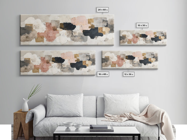 Large Modern Organic Shapes Canvas Print, Above Sofa Art, Abstract Wall Art, Living Room Decor, Abstract Art, Statement, ASA-3x1-66