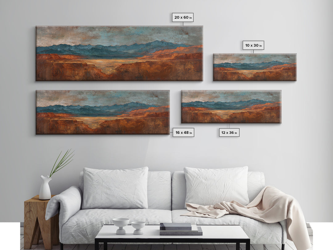 Abstract Canyon Landscape Canvas Print, Above Sofa Art, Framed Wall Art, Living Room Decor, Oil Painting, Statement, ASA-3x1-71