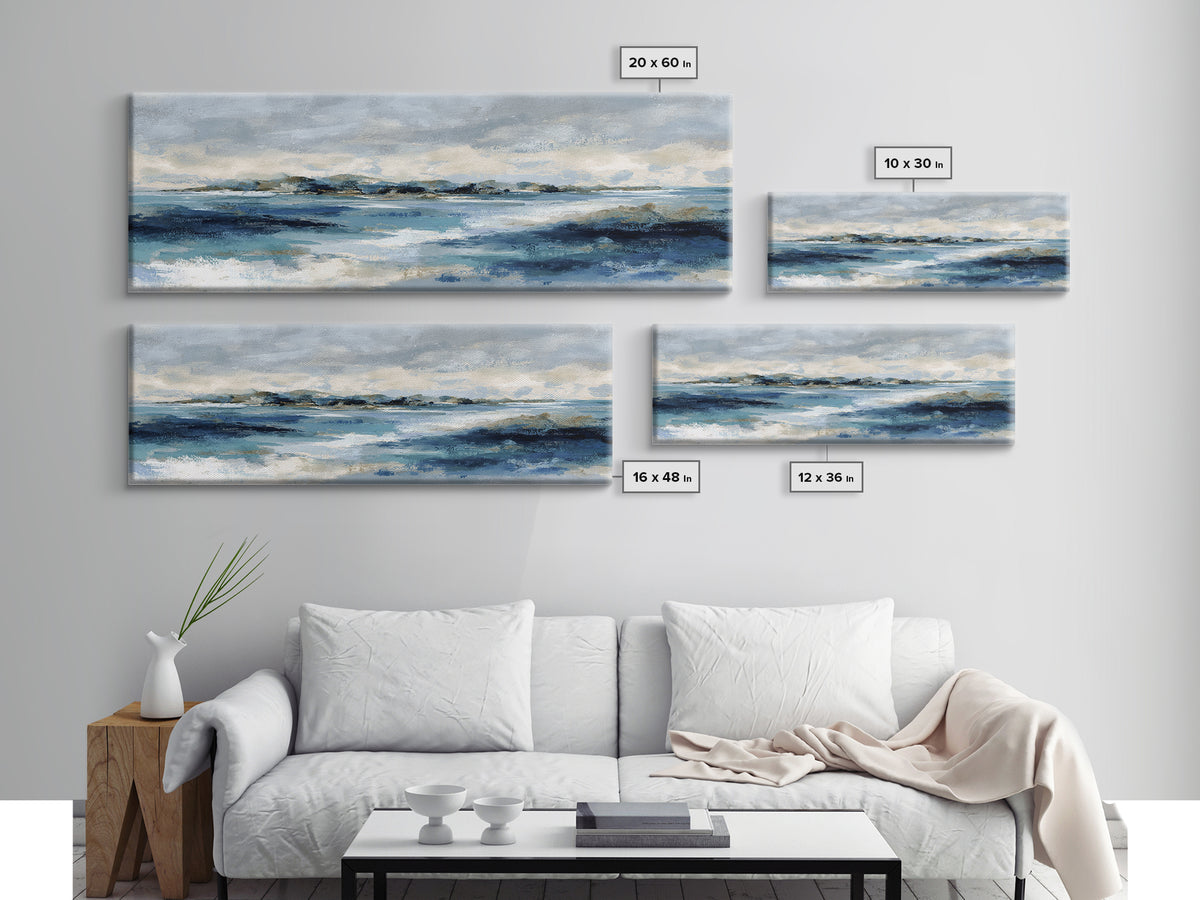 Moody Seascape at Twilight Canvas Print, Above Sofa Art, Contemporary Art, Living Room Decor, Statement, Boho Wall Art, ASA-3x1-76