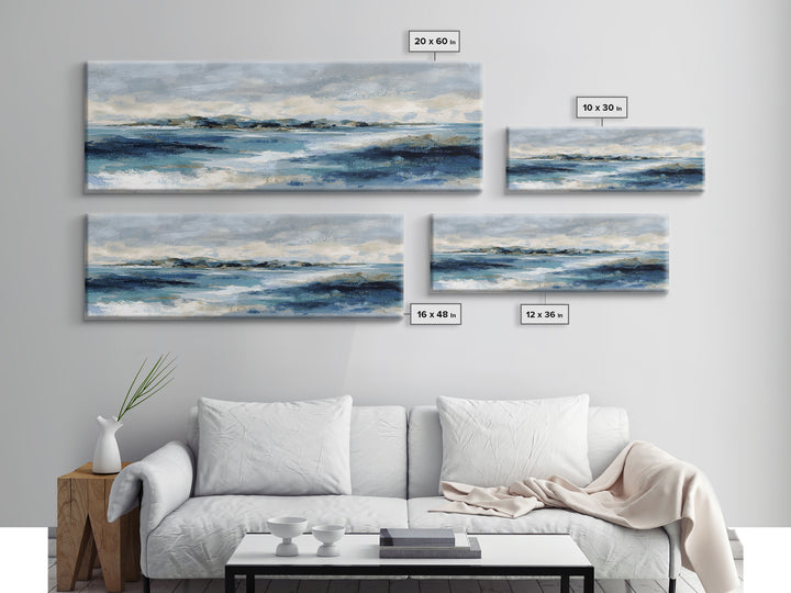 Moody Seascape at Twilight Canvas Print, Above Sofa Art, Contemporary Art, Living Room Decor, Statement, Boho Wall Art, ASA-3x1-76