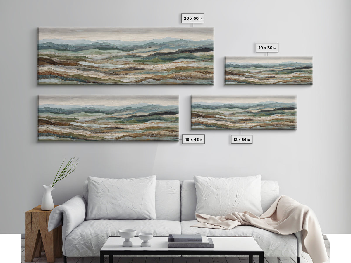 Abstract River Bends Framed Canvas Print, Above Sofa Art, Mid Century Modern, Living Room Decor, Abstract Art, Statement, ASA-3x1-87