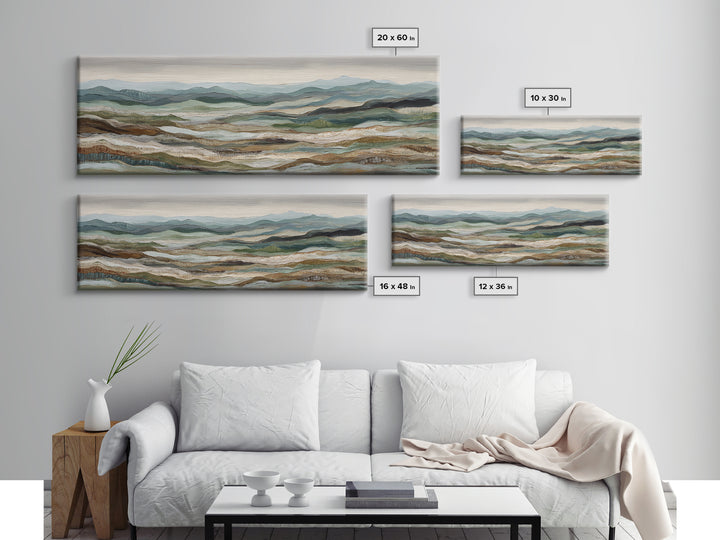 Abstract River Bends Framed Canvas Print, Above Sofa Art, Mid Century Modern, Living Room Decor, Abstract Art, Statement, ASA-3x1-87