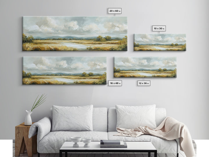 Gallery Style Landscape with Expansive Negative Space Canvas Print, Above Sofa Art, Living Room Decor, Statement, ASA-3x1-88