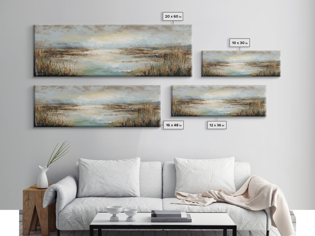 Oversized Abstract Landscape Framed Canvas Print, Above Sofa Art, Above Bed Decor, Living Room Decor, Fine Art, Statement, ASA-3x1-89